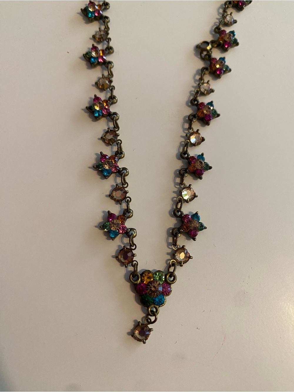 Multicolor Crystal Flower Pendant Necklace - Women Jewelry